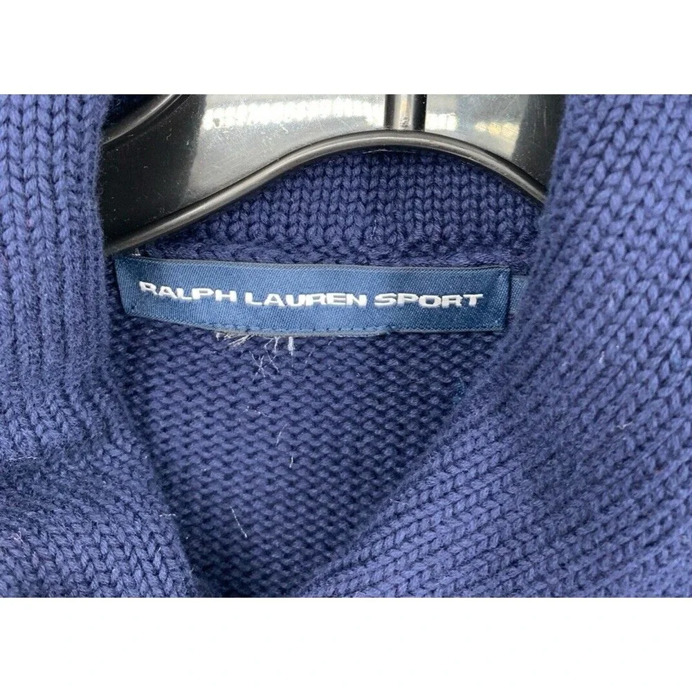 Ralph Lauren Sweater Mens XL Blue Casual Preppy Pullover Shawl Collar Logo Pony